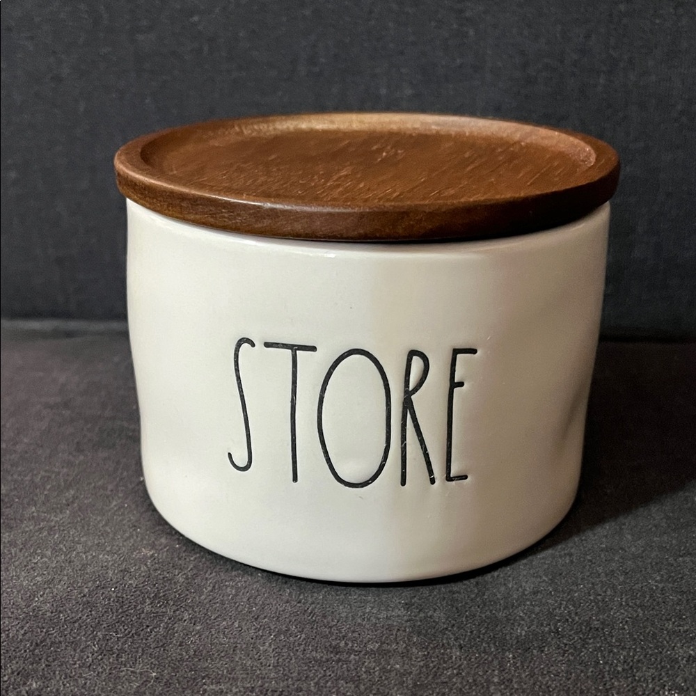 Rae Dunn Artisan Collection White Ceramic Base Wood Lid “Store” by Magenta